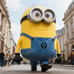gigantic huge minion walking through london