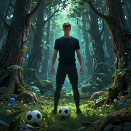 man in magical area, by greg rutkowski, by anton fadeev, by rhads, 4 k, volumetric lighting, ⚽