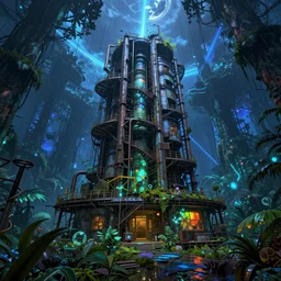 a beautiful ultradetailed render of architecture abandoned outpost nature industrial architecture urbex by asher brown durand, crystal tokyo nightsky alien fisheye rainforest thermal imaging laser, archdaily, wallpaper, highly detailed, trending on artstation.