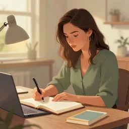 a female author writing a book, trending on artstation, detailed digital art