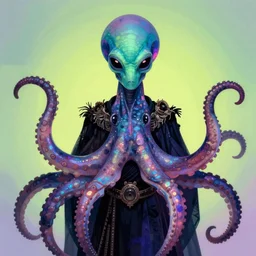 portrait of an elegant alien octopus man king, straight on portrait, by artgerm, tom bagshaw, gerald brom, vaporwave colors, lo - fi colors, vaporwave, lo - fi, moody vibe, goth vibe, 4 k, hd,