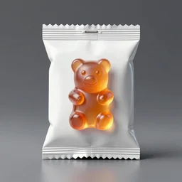 original design concept of a packet of gummy bears, studio lighting, modern style