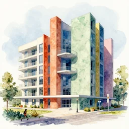 a colorful and extremely beautiful masterpiece watercolor architectural illustration in the style of lebbeus woods,