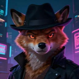 portrait of furry detecive in the neon noir cyberpunk city furry anthropomorphic animal in black hat, epic portrait illustration, darek zabrocki, noah bradley, artstation, photorealistic close - up portrait, detailed illustration portrait, incredible details, disney stylized furry, dark cyberpunk illustration