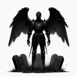 the black knight rising from his grave, symmetric armor, wings, undead, highly detailed, minimalism, smooth, sharp focus, dark fantasy, greyscale, digital illustration, by artgerm, greg rutkowski, alphonse mucha