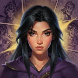 masterpiece head-on symmetrical centered painted portrait, only one head, Maya Ali as a mage, black hair, RPG character, Blizzard game concept art, pixar, maya engine on stylized background, splash comics, global illumination lighting, trending on artstation, by lois van baarle, ilya kuvshinov, rossdraws