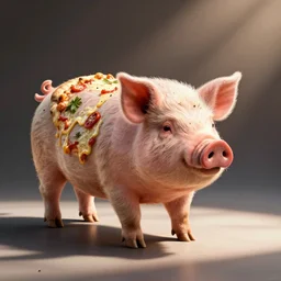 a pig made out of pizza