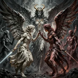 angels and demons at war, horror art by beksinski and szukalski and giger and and pyromallis and dzo and iris compiet and seb mckinnon and, digital art, highly detailed, intricate, sharp focus, trending on artstation hq, deviantart, pinterest, unreal engine 5, 4 k uhd image
