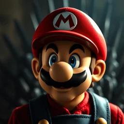 “ very very intricate photorealistic photo of a realistic human version of super mario wearing his hat in an episode of game of thrones, photo is in focus with detailed atmospheric lighting, award - winning details ”