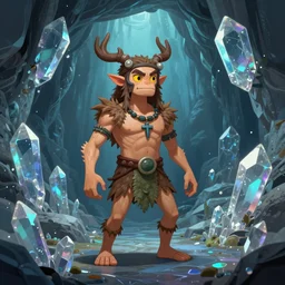 caveman rave in a crystal filled cave, deviantart contest winner, fantasy art, concept art, official art, matte drawing
