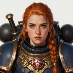 Emma Roberts as Sister of Battle, warhammer 40k, closeup character portrait art by Donato Giancola, Craig Mullins, digital art, trending on artstation