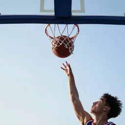 a photograph of a basketball rebound from above the rim, in the styles of a nike advertisement, and ansel adams
