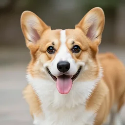 an adorable corgi dog sticking out it's tongue, hyperreal