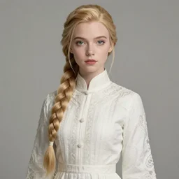 portrait anya taylor-joy, long blond braided hair, white traditional dress, intricate, elegant, highly detailed, artstation, concept art, smooth, sharp focus, illustration, bouguereau, rutkowski, mucha