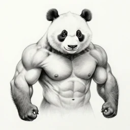 muscular panda, highly detailed, pencil sketch
