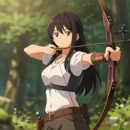 woman with a bow and arrow anime