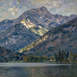 lakeside mountains, by monet