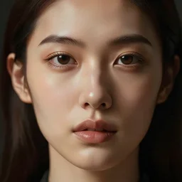 stunning young woman face octane render humongous nose