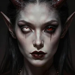 hyper detailed ultra sharp photorealistic portrait of a one eye devil, somber gothic aesthetic, masterpiece, elite, illustration, art by melissa houpert, felix englund, greg rutkowski, organic matte painting, bleak color palette, hard edges, smooth, artstation trending 8 k