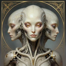 symmetry!! portrait of cyborg alien in the style of horizon zero dawn, machine face, intricate, elegant, highly detailed, digital painting, artstation, concept art, smooth, sharp focus, illustration, art by artgerm and greg rutkowski and alphonse mucha, 8 k