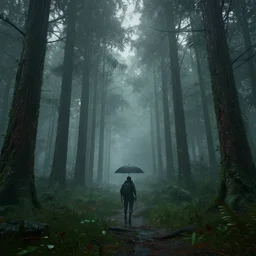 forest, unreal unegine, 4k, misty, rain