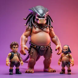 hyperrealistic rendering, fat smooth cronenberg flesh monster predator by bernie wrightson and killian eng and joe fenton, product photography, action figure, sofubi, studio lighting, colored gels, colored background