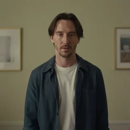 keanu reeves in a wes anderson movie, triad color palette, cinematic, muted, soft light