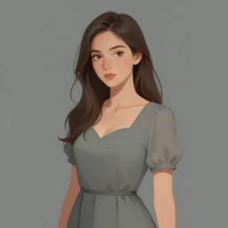 A woman wearing a dress, ArtStation trending, detailed, digital art, calm colors,