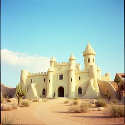 3 5 mm photograph of a dreamy magical desert castle