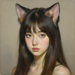 a painting of a girl with cat ears in the style of donato giancola, and in the style of charlie bowater, and in the style of charles dulac. smooth, sharp focus, semi - realism.