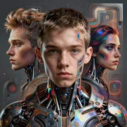 portrait of young thug as a cyborg. intricate abstract. intricate artwork. by tooth wu, wlop, beeple, dan mumford. mulholland drive by david lynch, dune by david lynch, blade runner 2 0 4 9 by dennis villeneuve, patrick nagel, octane render, trending on artstation, greg rutkowski very coherent symmetrical artwork. cinematic, hyper realism, high detail, octane render, 8 k, iridescent accents