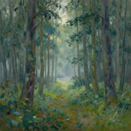 Forest at morning Landscape oil painting by Zdzisław Beksiński and Van Gogh