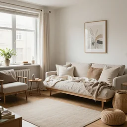 Cozy looking room in scandinavian interior style