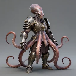single warrior in octopus armour concept art, designed in blender, 4 k hd, octane render, coloured, intricate, detailed