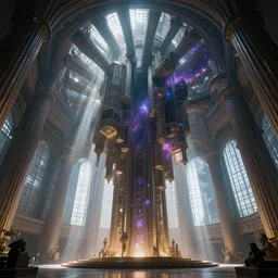 entropia of universe epic cinematic massive fractal megastructure in the temple monumental architecture : big volumetric light rays from the windows : hyper realism : dark energy : octane render : artstation : greg rutkowski : loish : ferdinand knab