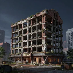 a beautiful ultradetailed render of tavern industrial architecture city urbex nature building architecture unfinished building abandoned by diebedo francis kere, vaporwave at night, archdaily, wallpaper, highly detailed, trending on artstation.