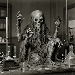 The remains of Cthulhu in a lab. 1940s photograph.