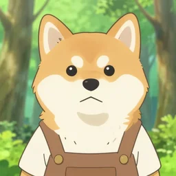 close up character portrait icon of the anthro anthropomorphic very cute jindo dog trader head stylized anime animal person fursona wearing clothes standing in the bright forest, hidari, color page, tankoban, 4 k, tone mapping, akihiko yoshida