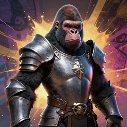 portrait of a gorilla knight, mattepainting concept blizzard pixar maya engine on stylized background splash comics global illumination lighting artstation, sharp focus, lois van baarle, ilya kuvshinov, rossdraws