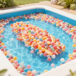 a pool made of candy