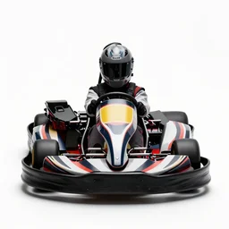 sleek go-kart, professional product shot, isolated on a pure white background, centered, entire object in frame, sharp focus, soft studio lighting