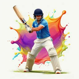 cricket sport splash art graphic design color splash high contrasting art, fantasy, highly detailed, art by greg rutkowski
