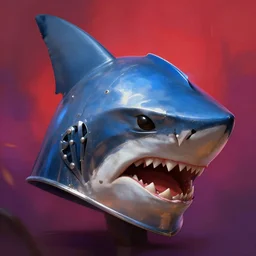 shark head knight helmet, fantasy, digital painting, dramatic lighting, vibrant setting, realistic shading, unreal engine 5, concept art, ultra detailed, trending artstation