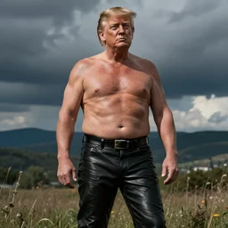 Donald Trump in Leather pants drawn by Tom of Finland