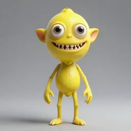 a slender like lemon demon with a lot of eyes and sharp teeth, full body image, unreal engine