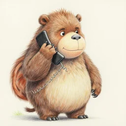 the heffalump talking on a cell phone, color pencil art, trending on artstation