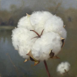 big cotton over the lake, oil on canvas, naturalism