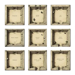 dungeon map by dysonlogos, dungeon map by gary gygax, nine rooms, map of osr dungeon, 1 0 foot, map of tomb of horror, trending of artstation,