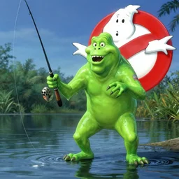 slimer from ghostbusters 1 9 8 4 fishing on the bayou