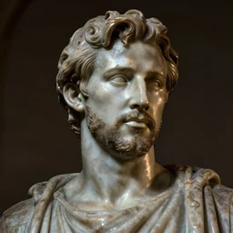 ryan gosling as roman statue, dramatic light, reflective, clear face